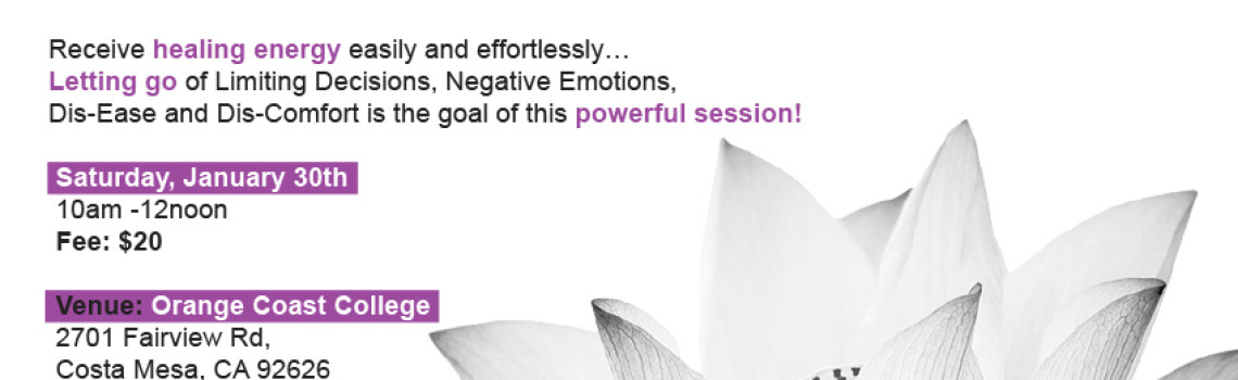 Reiki Energy Healing and Meditation Jan 30th at OCC